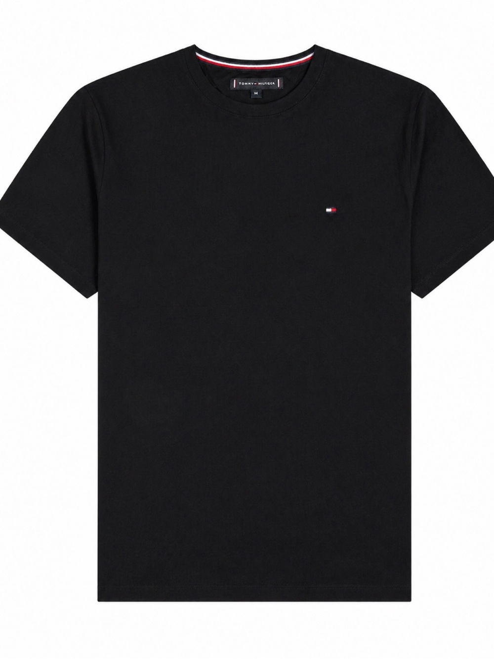 Tommy Hilfiger Black Crewneck Tee with Mini Flag Logo